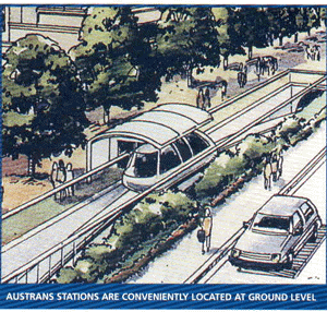 Concept rendering of a vehicle at a ground-level station canopy