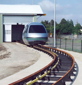 The P1 test vehicle on the curved Chullora test track